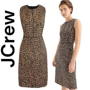 Jcrew Sheath dress in leopard bi-stretch cotton Sleeveless Midi Dress Size 6